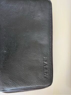 Bally Black Leather Zip Toiletry Case